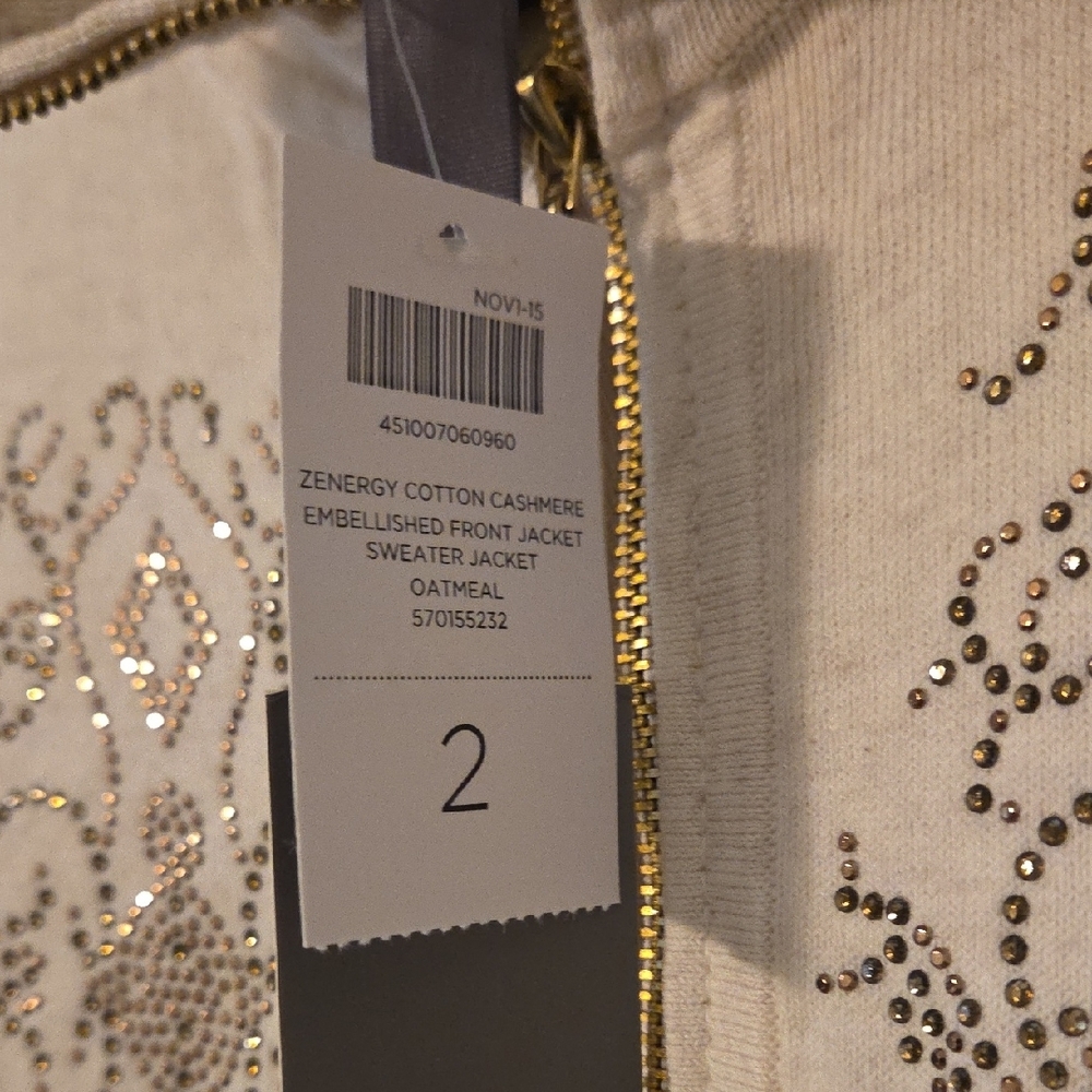 Chico's Cream Embroidered Turtleneck Sweater - Picture 4 of 7